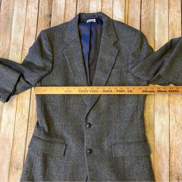 Vintage Luxury Chadmore Wool Blend Herringbone L 38 Gray/Blue/Orange Mens Blazer - Picture 4 of 12